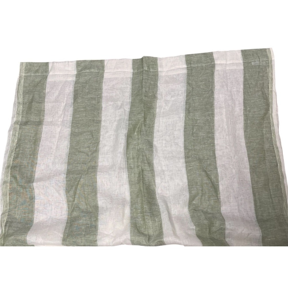 Restoration Hardware Masters of Linen Curtain Sheer Stripe Celadon Cream 50x96"